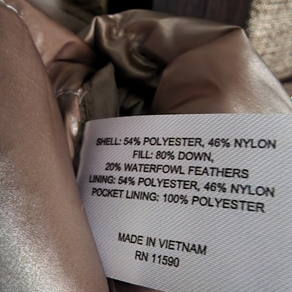 Martha Stewart Down Filled Puffer Vest Removable Faux Fur Collar Moonstone Grey - Picture 8 of 9